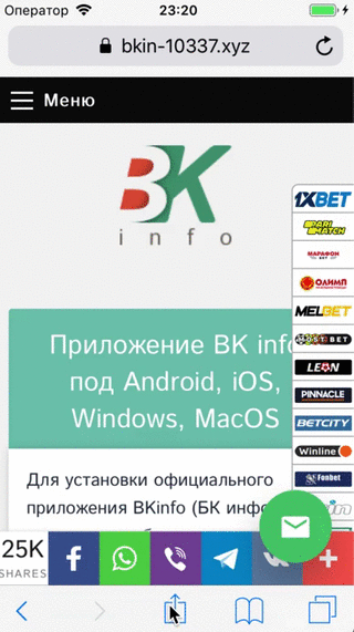 видео IOS safari установка приложения BKinfo (БК инфо)